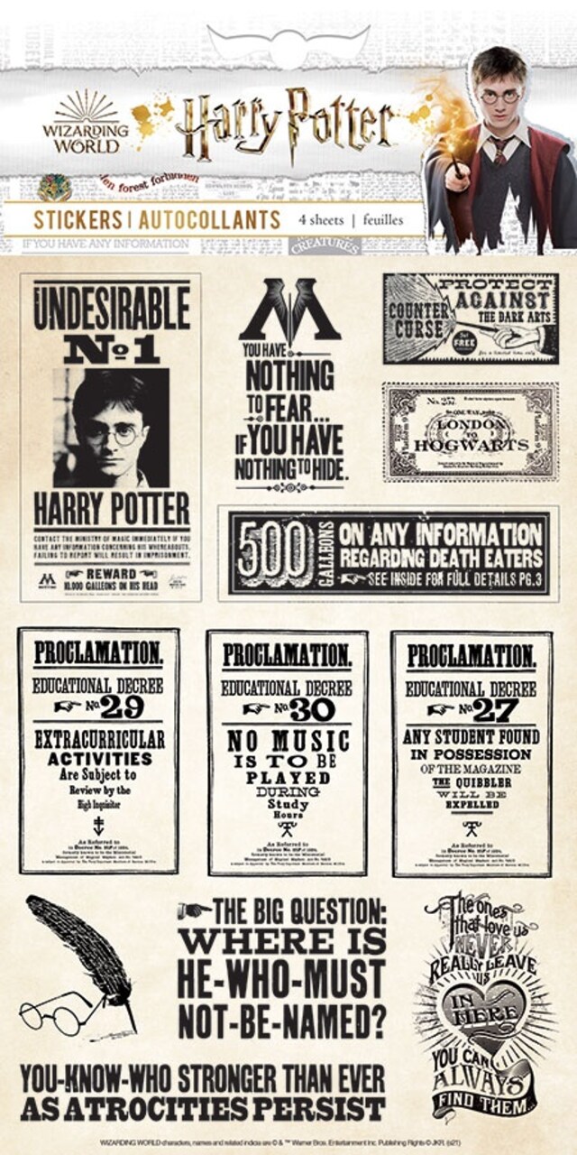 Paper House Harry Potter Stickers 4/Sht-Papers & Proclamations